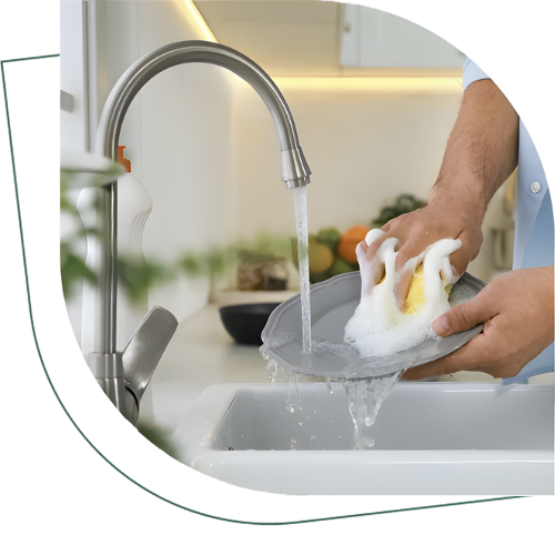 Kitchen sink drain and faucet in Keller Texas home cleaned and maintained by Polly Plumbing