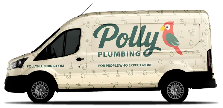 Polly Plumbing branded service van providing residential plumbing services in Keller Texas